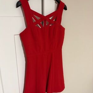 BCBGMaxAzria Red Strappy Fit-and-Flare Tunic